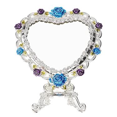 Imagem de LALAFINA Espelho De Maquiagem Portátil Vintage Dobrável Em Formato De Coração Estilo Europeu Antigo Para Aniversário