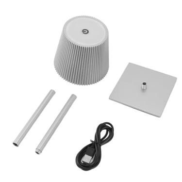 Imagem de Hilitand Lâmpada de Mesa Sem Fio LED, Lâmpada de Mesa de Controle de Toque 3 Colorido Escurecimento 3600mAh Recarregável Bateria Night Light para Barras, Quartos, Restaurantes (Prata)