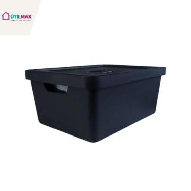 Imagem de Caixa Organizadora 10L com Tampa Plástica  Armazenamento Compacto para