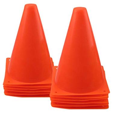 Imagem de Cones de trânsito de plástico de 17,8 cm Cone marcador de agilidade para futebol, patinação, futebol, basquete, jogos internos e externos (laranja, pacote com 12)