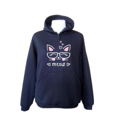 Imagem de Blusa Moletom Plus Size Feminina casaco gat Meow xg Ao Xg8, Preto, XG8