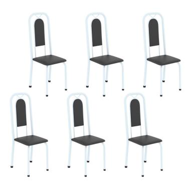 Imagem de Cadeiras para Sala de Jantar 6 Unidades Lara Preto Liso / Branco