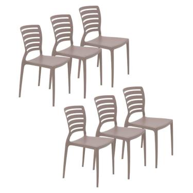 Imagem de Conjunto 6 Cadeiras Sofia Em Polipropileno Fibra De Vidro Camurça Tramontina