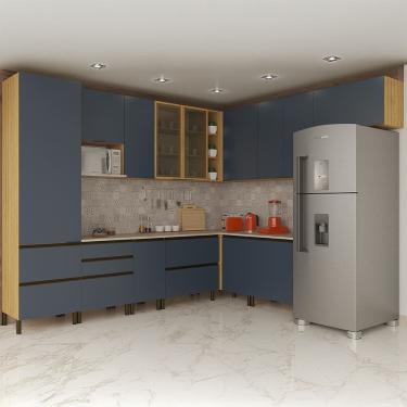 Imagem de Cozinha Completa De Canto Bartira Cristal Com 12 Portas Lâmina De Mel-azul Royal