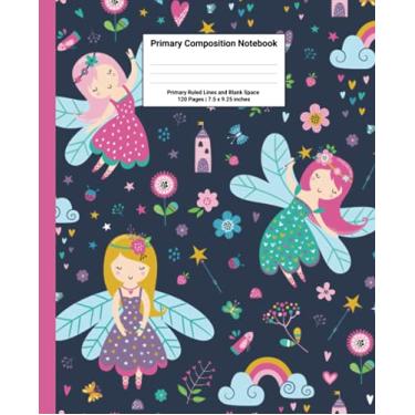 Imagem de Primary Composition Notebook: Fairy with a magic wand Theme, Grades K-2 Kindergarten Writing Journal | Primary Story Journal with Picture Space and Dotted Midline