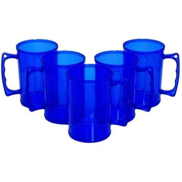 Imagem de Kit 5 Canecas De Acrílico Azul 300Ml Sem Personalização