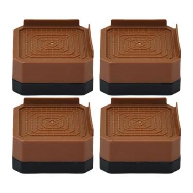 Imagem de Ioensy 4x Almofadas Antivibração para Elevadores de Pernas de Móveis Previnem Arranhões Antiderrapantes Elevadores de Cama Resistente para Sofá Mesa Máquina, Marrom, 1 Camada