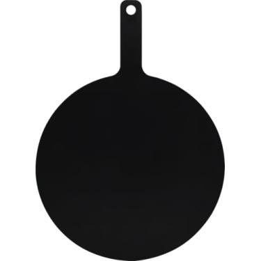 Imagem de SWEIBIAI Tábua de pizza preta, 50,8 cm x 40,6 cm, tábua de cortar pizza redonda, tábua de servir pizza para cozinha, tábua de charcutaria, fibra de madeira