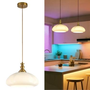 Imagem de Luz pendente operada por bateria de estilo moderno, luz de teto de bateria com lâmpadas recarregáveis, controle remoto, 9 modos de cores, regulável, cozinha, ilha, quarto, sala de jantar