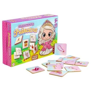 Imagem de Jogo da Memória Princesas com 40 Peças EM Madeira - Tudo em Caixa - Ge