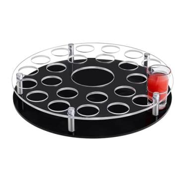 Imagem de Pssopp Bandeja de Copo de Vidro de Vinho, 25 Buracos Design Wine Serving Tray Organizer Display para Festas Casamentos de Clube de Festas Presentes