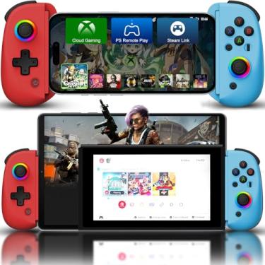 Imagem de Joso Mobile Gaming Controller for iPhone/iPad/Tablet, Android Wireless Controller with Hall Effects Joysticks, Support PC/Switch, Play Cloud Games/PS Remote Play/COD/Genshin Impact & More - Blue+Red