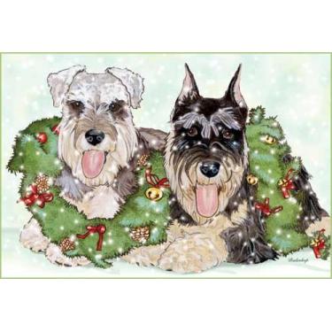 Imagem de Schnauzer Miniatura Schnauzer Cão Cartas de Natal Conjunto de 10 cartões e 10 envelopes