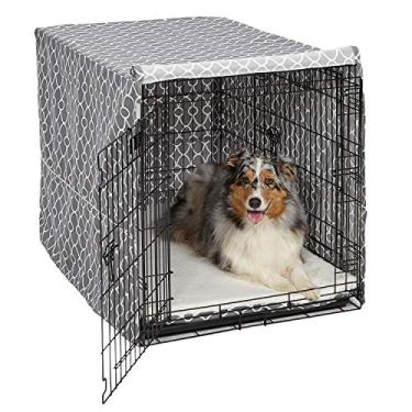 Imagem de MidWest Homes for Pets Capa de caixa de cachorro, capa de privacidade para cães serve apenas para caixas de cachorro do meio-oeste; lavar e secar na máquina; impressão geográfica cinza; 107 cm