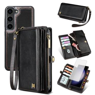 Imagem de Furill Capa de celular para Samsung Galaxy S23 5G carteira magnética destacável com protetor de tela de vidro temperado alça flip zíper suporte para cartão S 23 23S GS23 G5 SM-S911U 6,1 polegadas