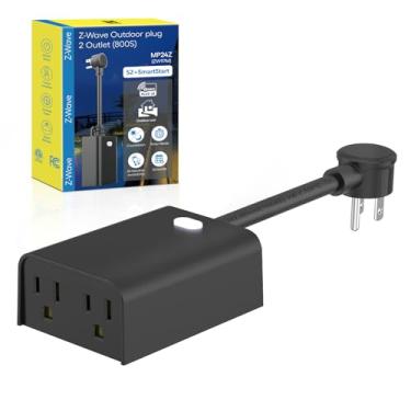 Imagem de Minoston Plugue Z-Wave Série 800, Inteligente Zwave Para Ambientes Externos Com 2 Tomadas Individuais, Tomada À Prova D'Água Luzes De Natal, Compatível Smartthings, Alexa, Hub Necessário (Mp24Z)