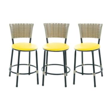 Imagem de BANQUETAS BANCO BAIXO DE COZINHA AMERICANA AREA GOURMET FIBRA SINTETICA CAPUCCINO(AMARELO)