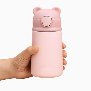 Imagem de Garrafa Termica Infantil – Parede Dupla em Aço Inoxidável, Conserva Bebidas Frias ou Quentes por 5h, Tampa com Trava de Segurança, Livre de BPA, Ideal para Escola e Passeios (Rosa)