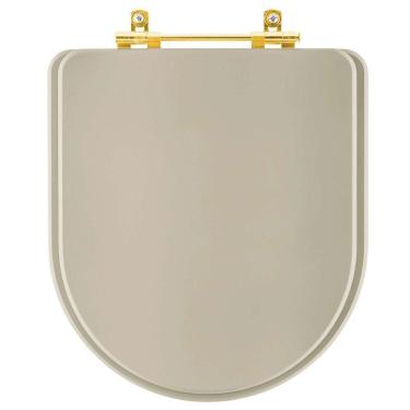 Imagem de Assento Sanitario Poliester Carrara Bege Saara Para Vaso Deca Com Ferragem Dourada
