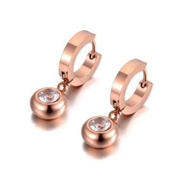Imagem de Par Brinco Feminino Ayla Banho Rosê Gold 18k Presente Luxo - Euro Impo