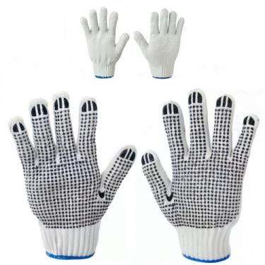 Imagem de Kit 10 Pares Luvas em Malha Tricotada Pigmentada PVC EPI Pedreiro Cons