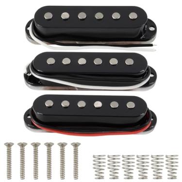 Imagem de Domofa Conjunto de captadores de bobina única Alnico 5 Strat SSS para peça de reposição de guitarra elétrica Stratocaster (preto)