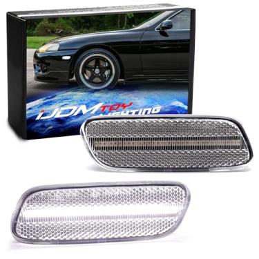 Imagem de iJDMTOY Lente semitransparente 30-SMD Xenon Branco Full LED Strip Front Bumper Side Marker Kit de luz compatível com Lexus 1992-2000 SC300 SC400, substitui os marcadores laterais frontais âmbar OEM