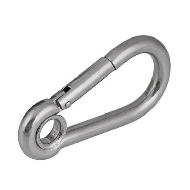 Imagem de Mosquetão Com Olhal Inox 4 Mm Trava Rápida Carga Max 47kg - Abrolhos N