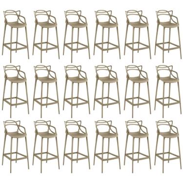 Imagem de Kit 18 Banquetas Allegra Com Encosto Design Cozinha/bancada - Nude