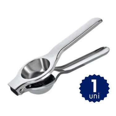 Imagem de Kit Prático 3 Peças Cromado Espremedor de Limão Peneira 12cm Amassador