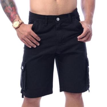 Imagem de Bermuda Masculino Cargo Preta Lisa Premium Super Barata - Icari Fashio