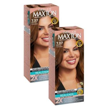 Imagem de Kit 2 Tintura Maxton Creme Marrom Caramelo 7.37