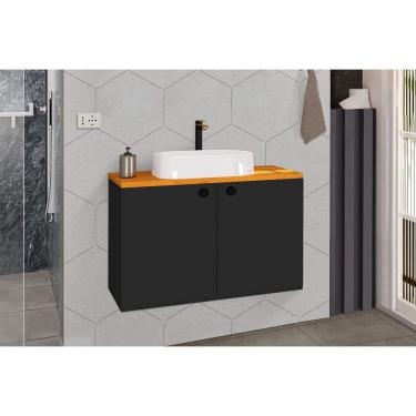 Imagem de Gabinete Armário para Banheiro Suspenso Madri com Cuba Preto