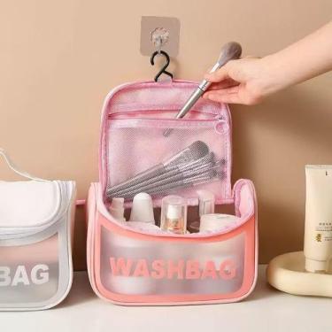 Imagem de Necessaire com Alça Bolsa Organizadora Viagem Maquiagem Higiene Pessoa