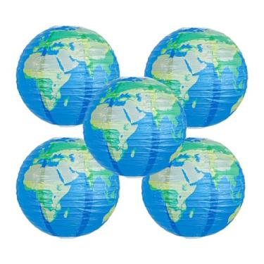 Imagem de 5 peças, decoração de globo de 30,5 cm, mapa-múndi para pendurar lanterna de papel, história, estudos sociais, sala de aula, decorações do dia da terra, decorações de viagem para festas