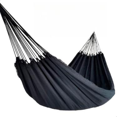 Imagem de Rede de Dormir Descanso balanço Casal Tecido Algodão 3.60m x 1.40m(Rede Descanso Casal Preto,Kit Com 1 Unidade)