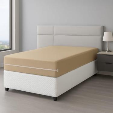 Imagem de Protetor de Colchão Solteiro Malha Gel com Zíper – Capa Protetora (CARAMELO)