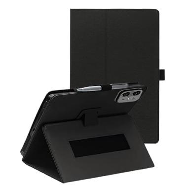 Imagem de Capa para tablet TECLAST Artpad Pro de 12,7 polegadas, capa dobrável de couro sintético FJIASTB com suporte para caneta e alça de pulso, portátil para viagens de negócios (preto)