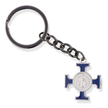 Imagem de Chaveiro com pingente de cruz azul de São Miguel da EPJ