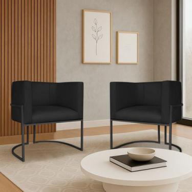Imagem de Kit 2 Poltronas Dália Luxo Moderna Estofada Design Sofisticado com Bas