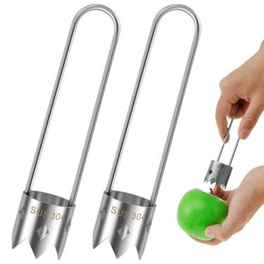 Imagem de KHZSPP Ferramenta de descaroçamento, removedor de descaroçador de maçã para maçã, pera, pimentão, coco, abacaxi, cortador portátil fácil de usar, de aço inoxidável, para vegetais, descaroçador de