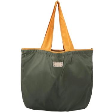 Imagem de KHZSPP Bolsa de compras dobrável, sacolas de compras grandes reutilizáveis à prova d'água, sacola de compras dobrável com alça extra larga com rodas, Verde militar