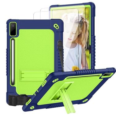Imagem de Capa para tablet Lenovo Tab P12 de 12,7 polegadas 2023, para Lenovo Tab P12, com alça de ombro, protetor de tela de vidro temperado para Lenovo Tab P12 TB-370FU/Xiaoxin Pad Pro, azul marinho + 2 peças