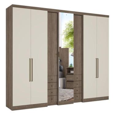 Imagem de Guarda Roupa Casal Absolut Clear Glass 7 Portas Rustic Off White Aceti