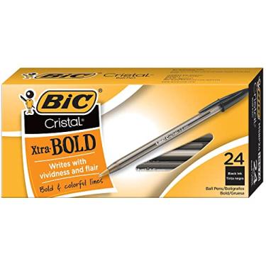 Imagem de BIC Caneta esferográfica Cristal Xtra Bold Point (1,6 mm) para linhas vívidas e dramáticas, preta, 24 unidades