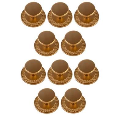 Imagem de Kit 10 Puxador Ponto Redondo Canela Dourado Escovado Para Gavetas De M