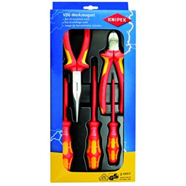 Imagem de Knipex Tools Conjunto de cortadores diagonais e chaves de fenda de ponta longa isolados 00 20 13