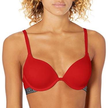 Imagem de Tommy Hilfiger Sutiã feminino micro push-up com alças de renda, Vermelho maçã, 34D