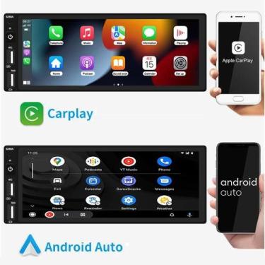 Imagem de Central Multimídia 1Din 6.8 Pols, Android Auto e Carplay USB, Espelha 