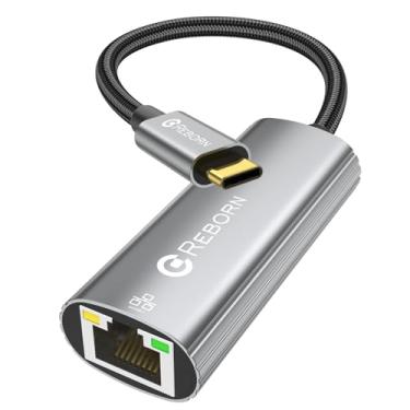 Imagem de Reborn Adaptador USB C para Ethernet, tipo-C (Thunderbolt 3/4) para RJ45 Gigabit Ethernet LAN adaptador de rede compatível com iPhone 15 Pro/Max, MacBook Pro/Air 2023, iPad Pro, iMac, S23, XPS 17 e
